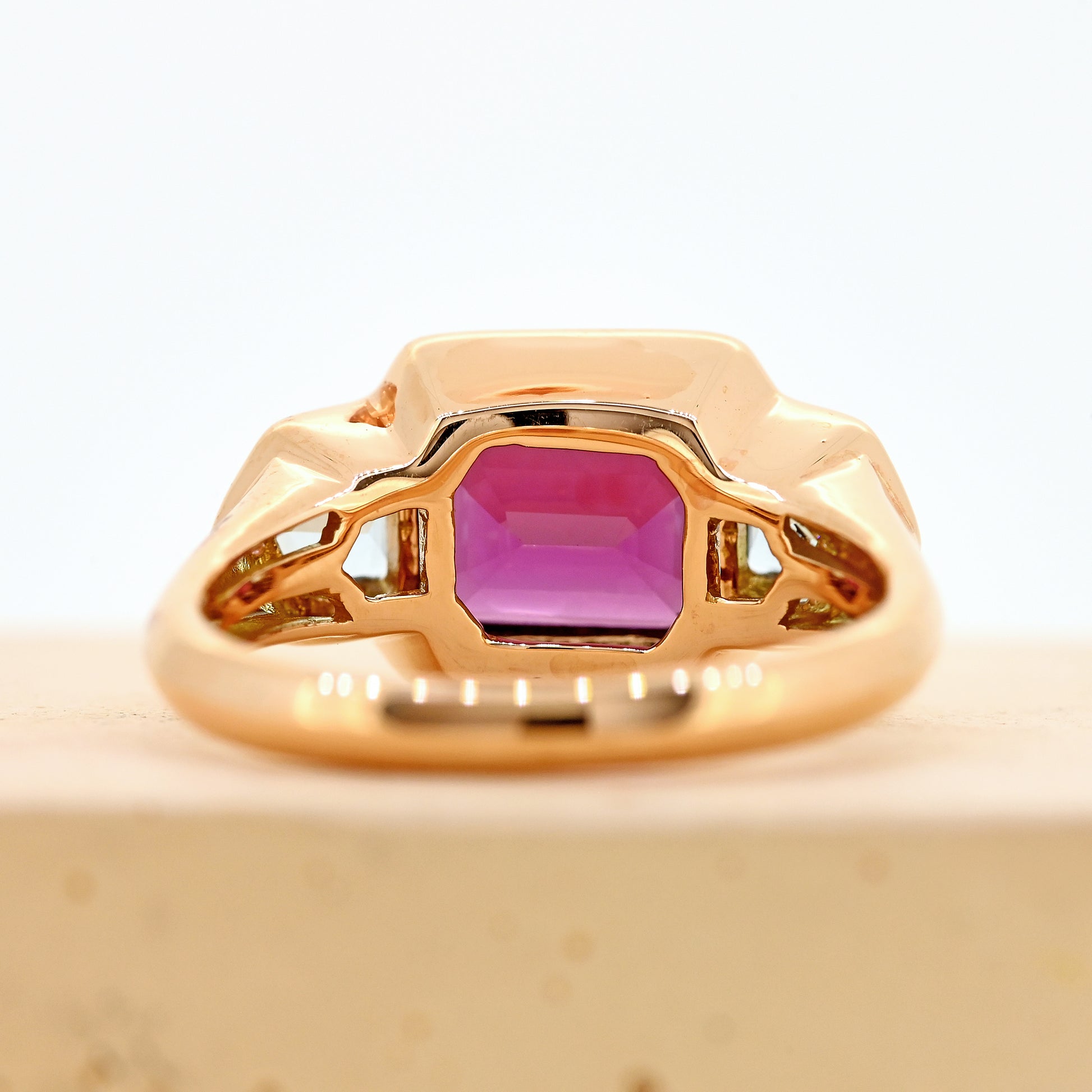 garnet and aquamarine ring rose gold and aquamarine ring diamond surround purple garnet art deco inspired dress ring emerald cut garnet 