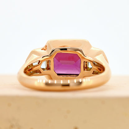 garnet and aquamarine ring rose gold and aquamarine ring diamond surround purple garnet art deco inspired dress ring emerald cut garnet 