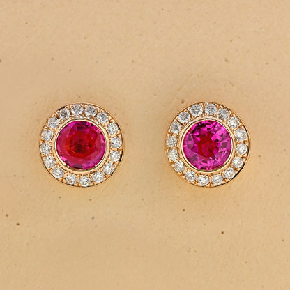 sapphire earrings, sapphire and diamond earrings, pink sapphire jewellery, pink sapphire jewellery near me pink sapphire, rose gold and pink sapphire 