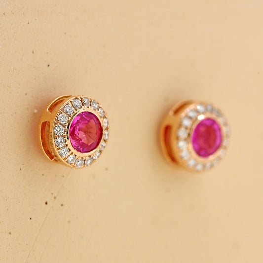 sapphire earrings, sapphire and diamond earrings, pink sapphire jewellery, pink sapphire jewellery near me pink sapphire, rose gold and pink sapphire 
