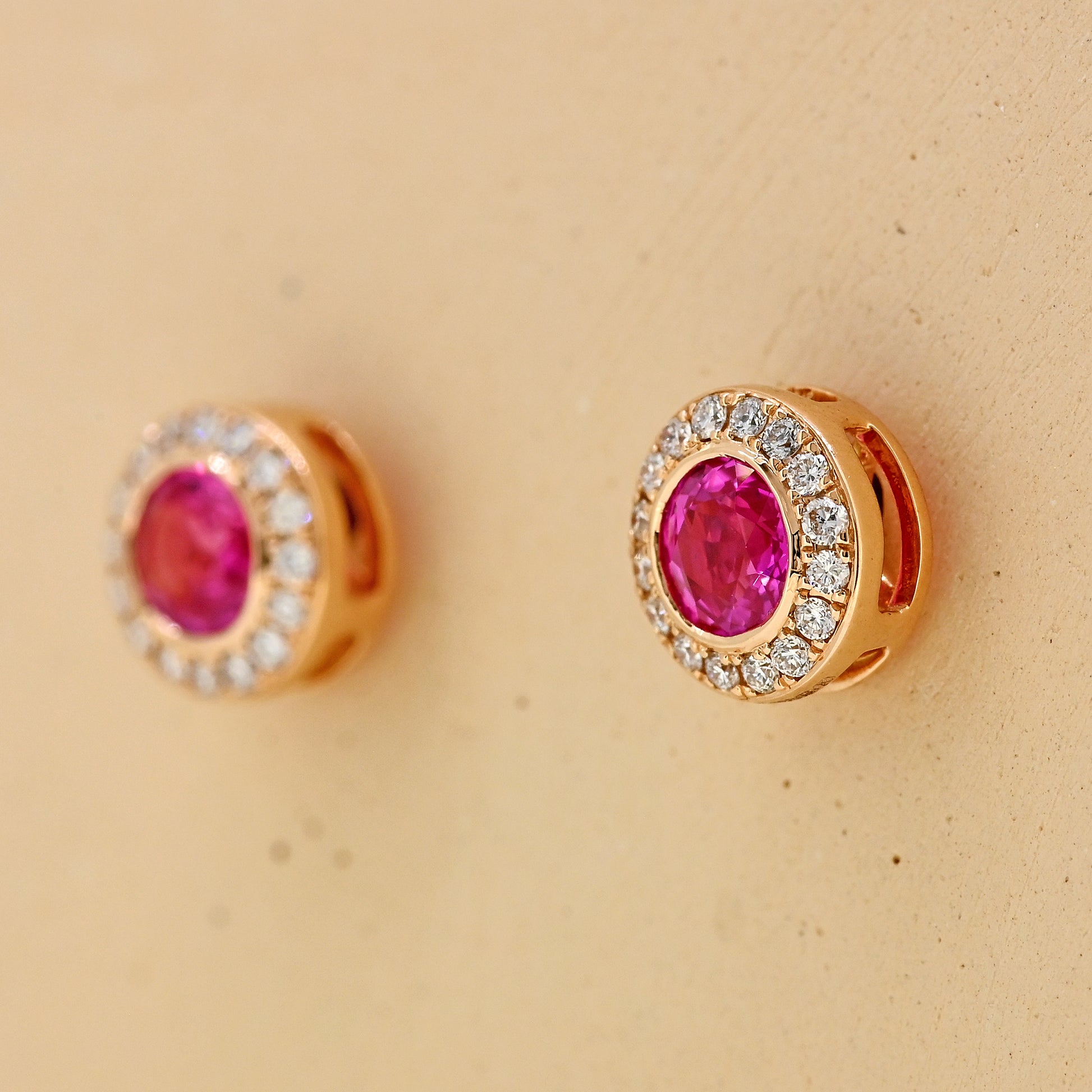 sapphire earrings, sapphire and diamond earrings, pink sapphire jewellery, pink sapphire jewellery near me pink sapphire, rose gold and pink sapphire 