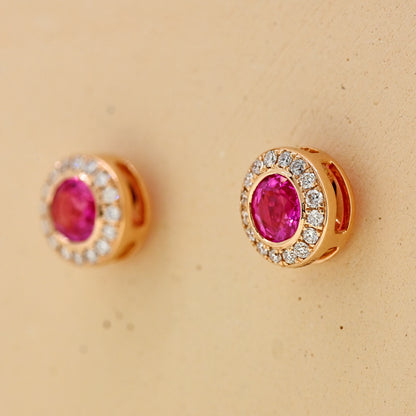 sapphire earrings, sapphire and diamond earrings, pink sapphire jewellery, pink sapphire jewellery near me pink sapphire, rose gold and pink sapphire 