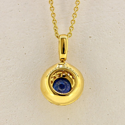 sapphire necklace sapphire and diamond necklace 18ct yellow gold necklace sapphire pendant sapphire and diamond pendant swirl necklace