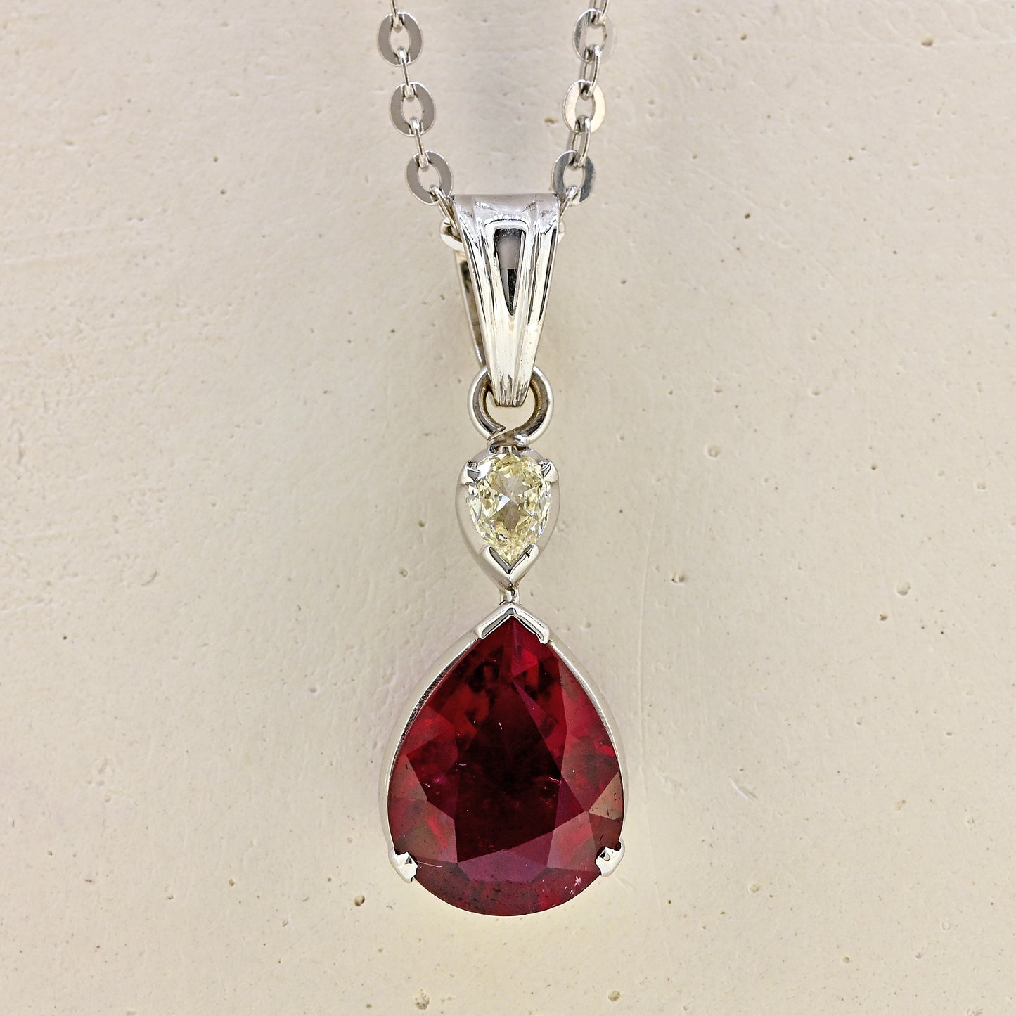 rubillite nacklace, rubillite and diamond necklace, rubillite jewellery near me, rubillite pendant, rubillite necklace, white gold necklace 