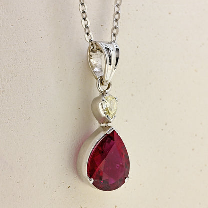 rubillite nacklace, rubillite and diamond necklace, rubillite jewellery near me, rubillite pendant, rubillite necklace, white gold necklace 