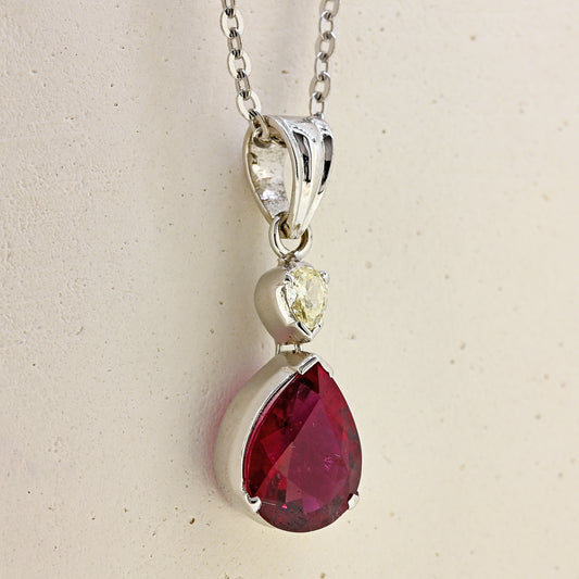 rubillite nacklace, rubillite and diamond necklace, rubillite jewellery near me, rubillite pendant, rubillite necklace, white gold necklace 