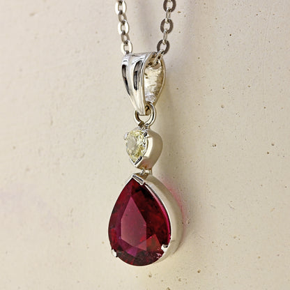 rubillite nacklace, rubillite and diamond necklace, rubillite jewellery near me, rubillite pendant, rubillite necklace, white gold necklace 