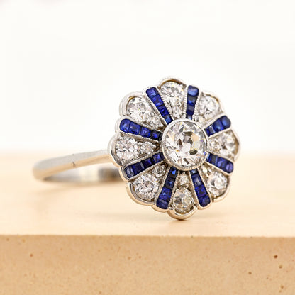 Antique sapphire and diamond ring, antique art deco sapphire and diamond ring, antique sapphire ring, art deco ring, art deco sapphire ring, 