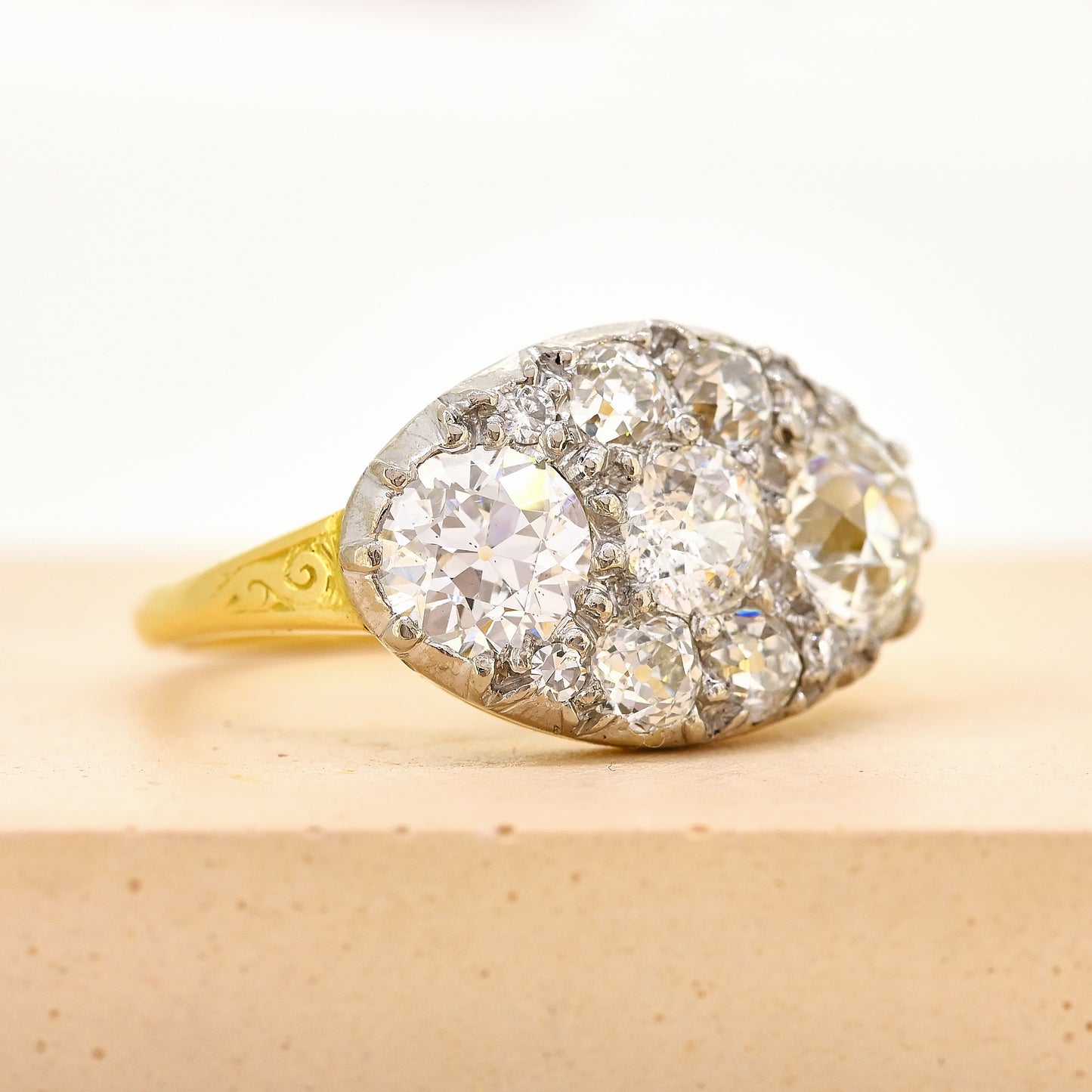 Diamond ring, antique diamond ring, antique diamond panel ring, diamond panel ring, panel ring, antique 18ct diamond panel ring, 18ct diamond panel ring, antique diamond ring, gold and diamond ring gold, gold and diamond panel ring, antique gold and diamond ring, antique gold and diamond panel ring, size m antique diamond panel ring, size m antique gold diamond panel ring