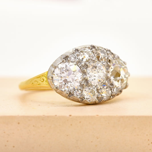 Diamond ring, antique diamond ring, antique diamond panel ring, diamond panel ring, panel ring, antique 18ct diamond panel ring, 18ct diamond panel ring, antique diamond ring, gold and diamond ring gold, gold and diamond panel ring, antique gold and diamond ring, antique gold and diamond panel ring, size m antique diamond panel ring, size m antique gold diamond panel ring