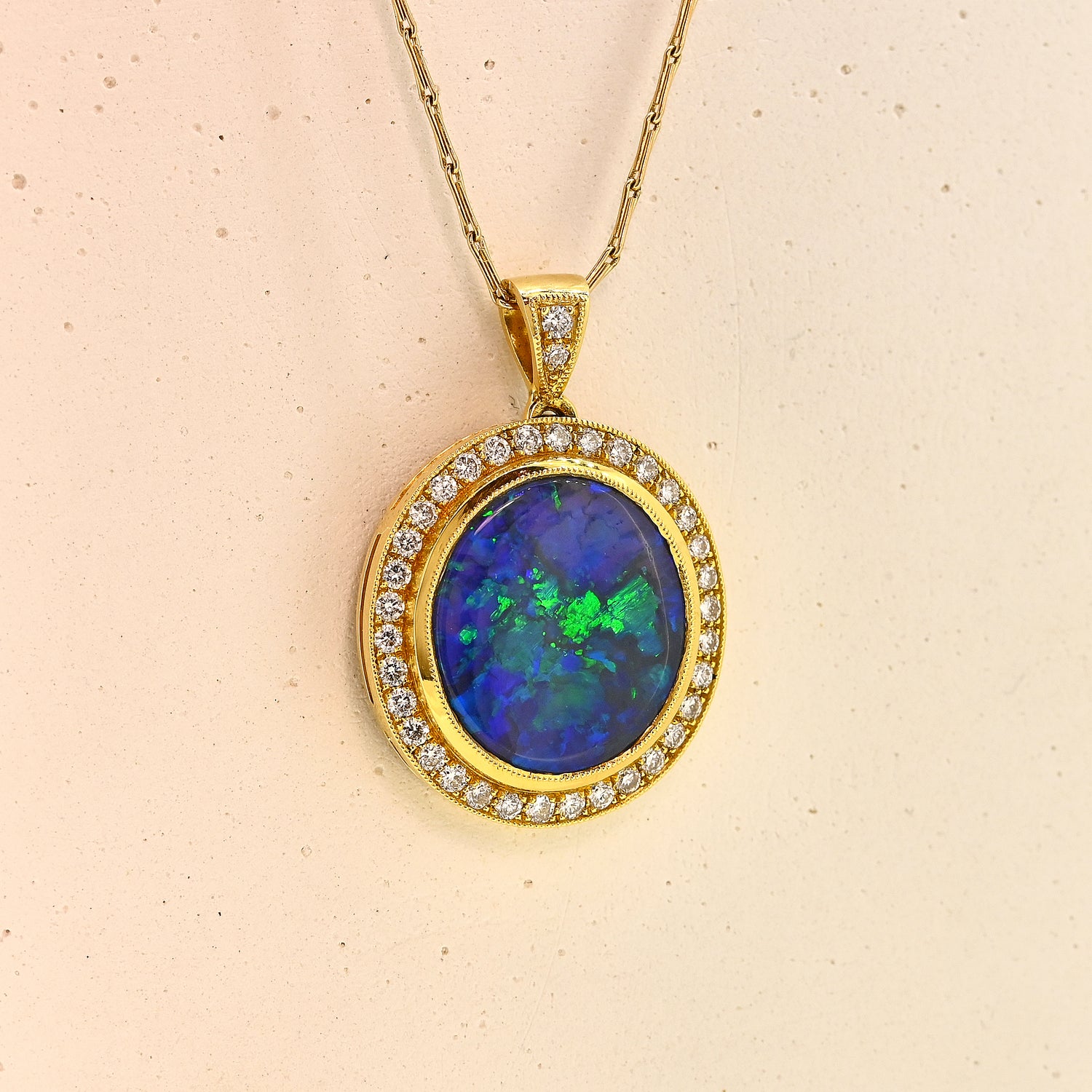 Opal necklace, Opal pendant, opal and diamond necklace, opal and diamond pendant, bespoke opal necklace, bespoke opal pendant, bespoke opal and diamond necklace, bespoke opal and diamond pendant, Bespoke black opal necklace, bespoke black opal pendant, black opal necklace, black opal pendant, black opal and diamond, black opal and diamond pendant