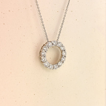 Diamond necklace, diamond circle necklace, white gold and diamond necklace, white gold and diamond circle necklace, 2 carat diamond necklace, 2 carat diamond circle necklace