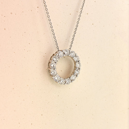 Diamond necklace, diamond circle necklace, white gold and diamond necklace, white gold and diamond circle necklace, 2 carat diamond necklace, 2 carat diamond circle necklace