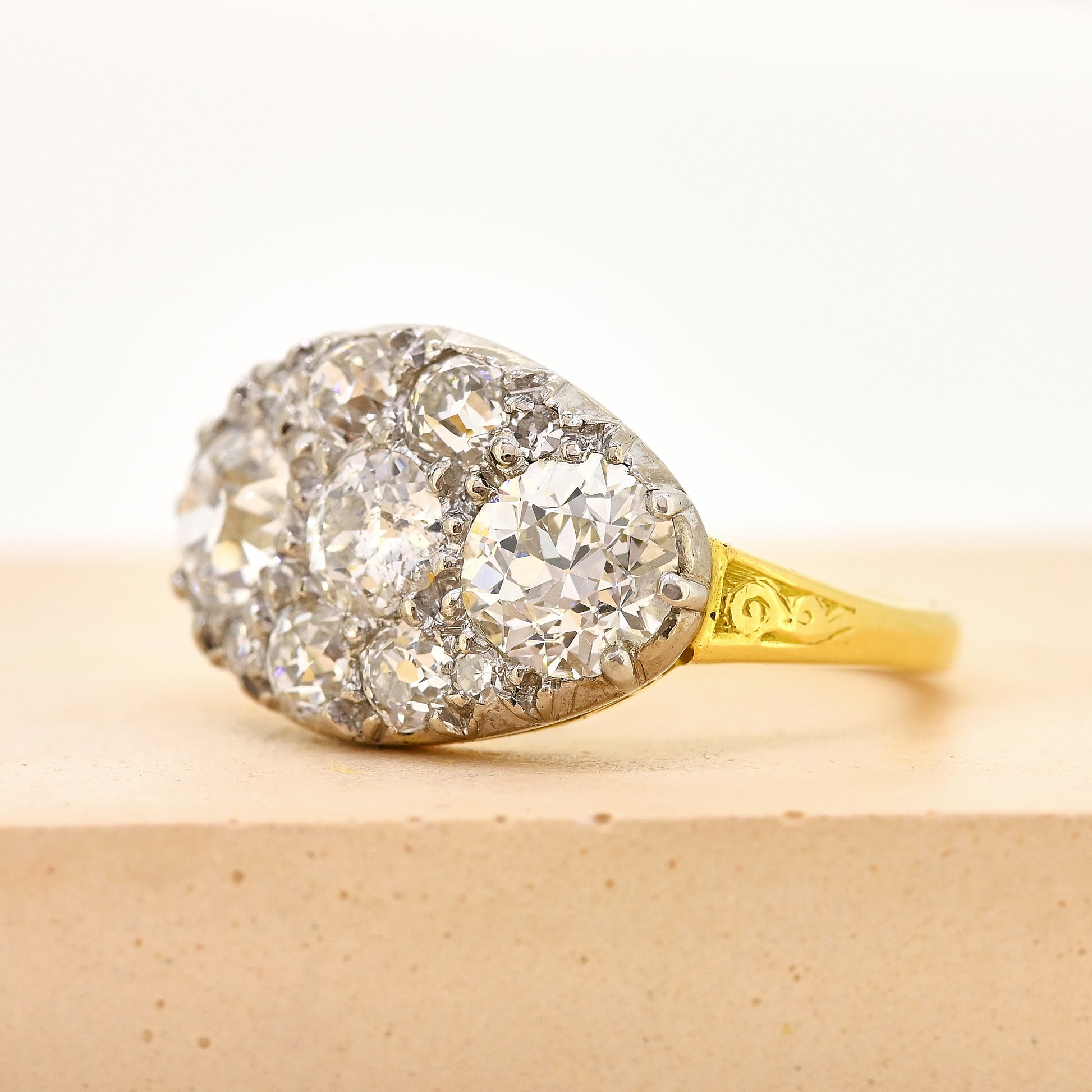 Diamond ring, antique diamond ring, antique diamond panel ring, diamond panel ring, panel ring, antique 18ct diamond panel ring, 18ct diamond panel ring, antique diamond ring, gold and diamond ring gold, gold and diamond panel ring, antique gold and diamond ring, antique gold and diamond panel ring, size m antique diamond panel ring, size m antique gold diamond panel ring